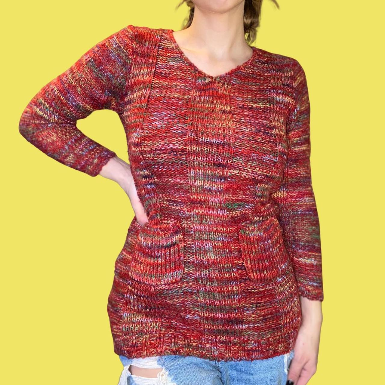 Women's Red and Pink Jumper Depop