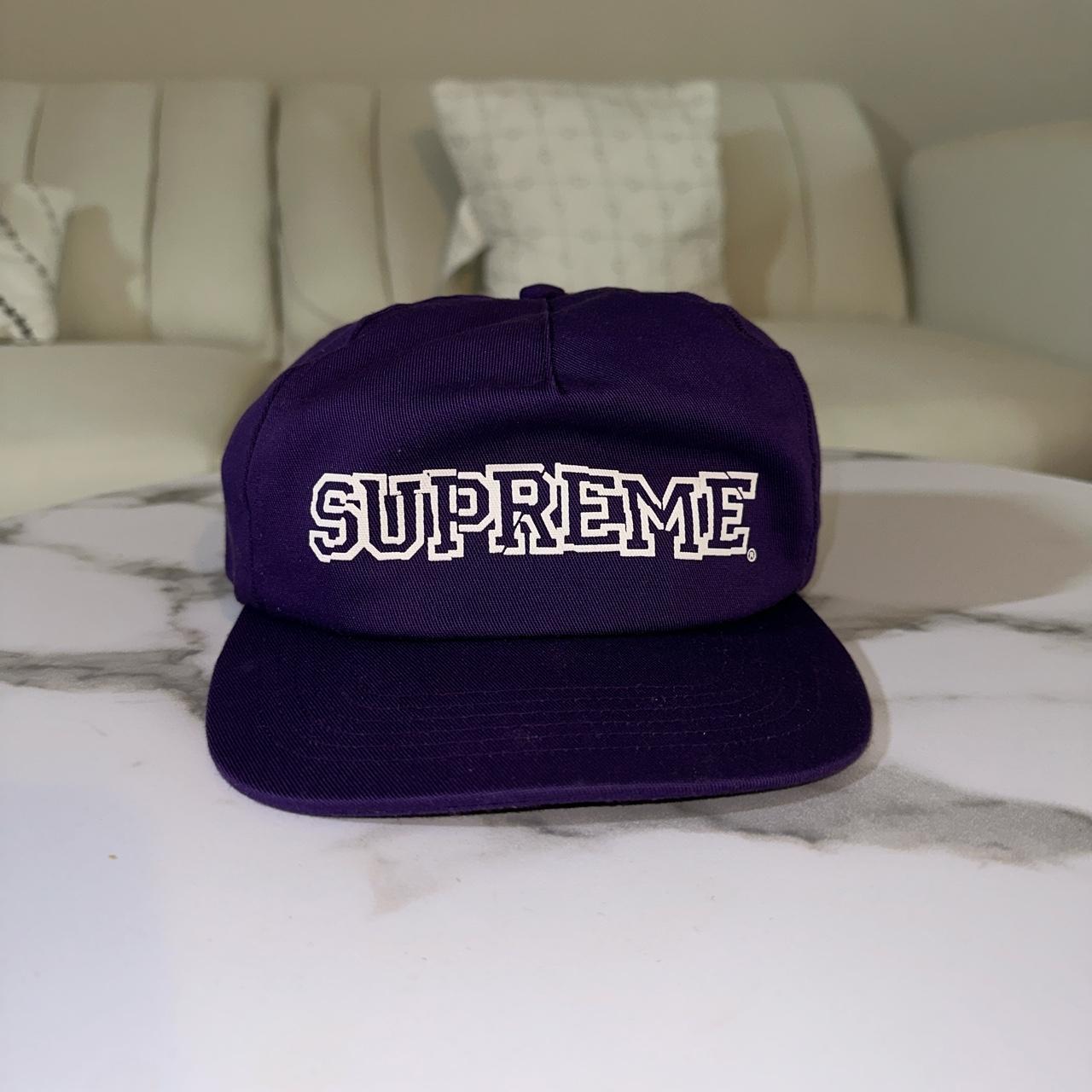 Supreme Shattered Logo 5-Panel Ballcap in Purple... - Depop