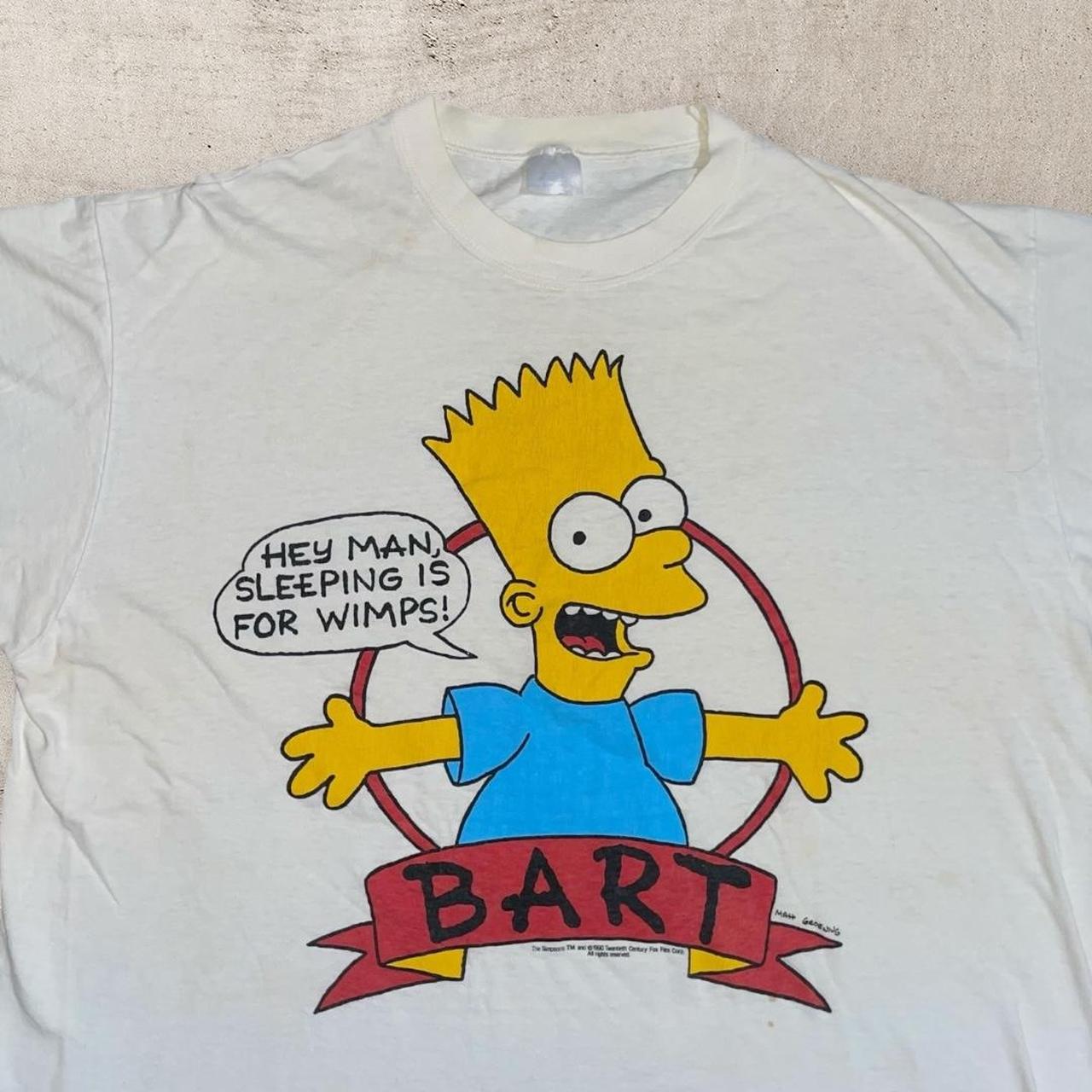 Vintage 1990 Bart 2024 Simpson Hey Man Sleeping Is For Wimps Graphic Tee Shirt Sz. 2X