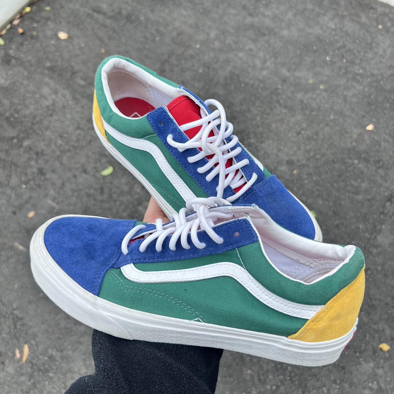 Vans Men's Green and Blue Trainers | Depop