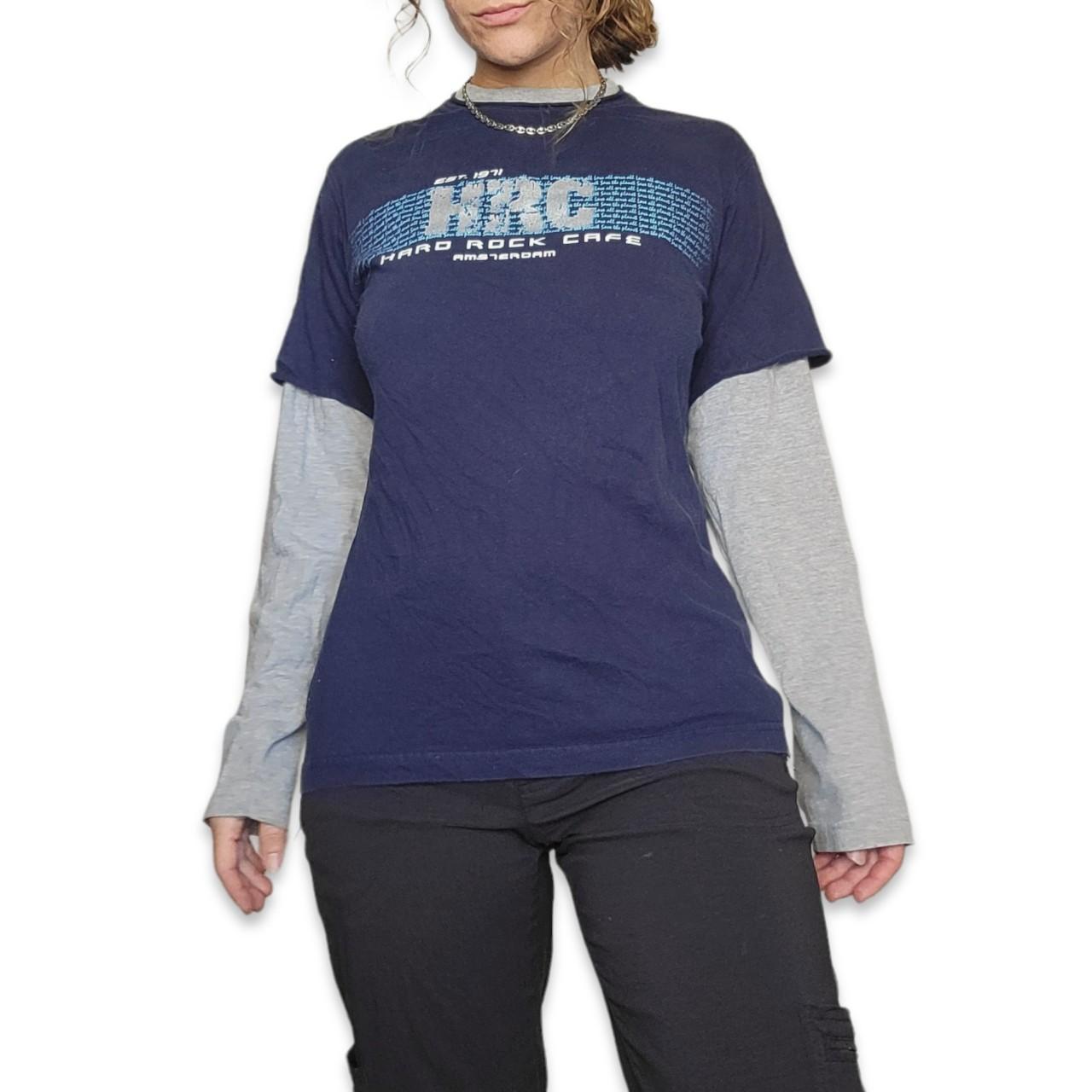 Hard Rock Cafe Women's Grey and Navy T-shirt (2)