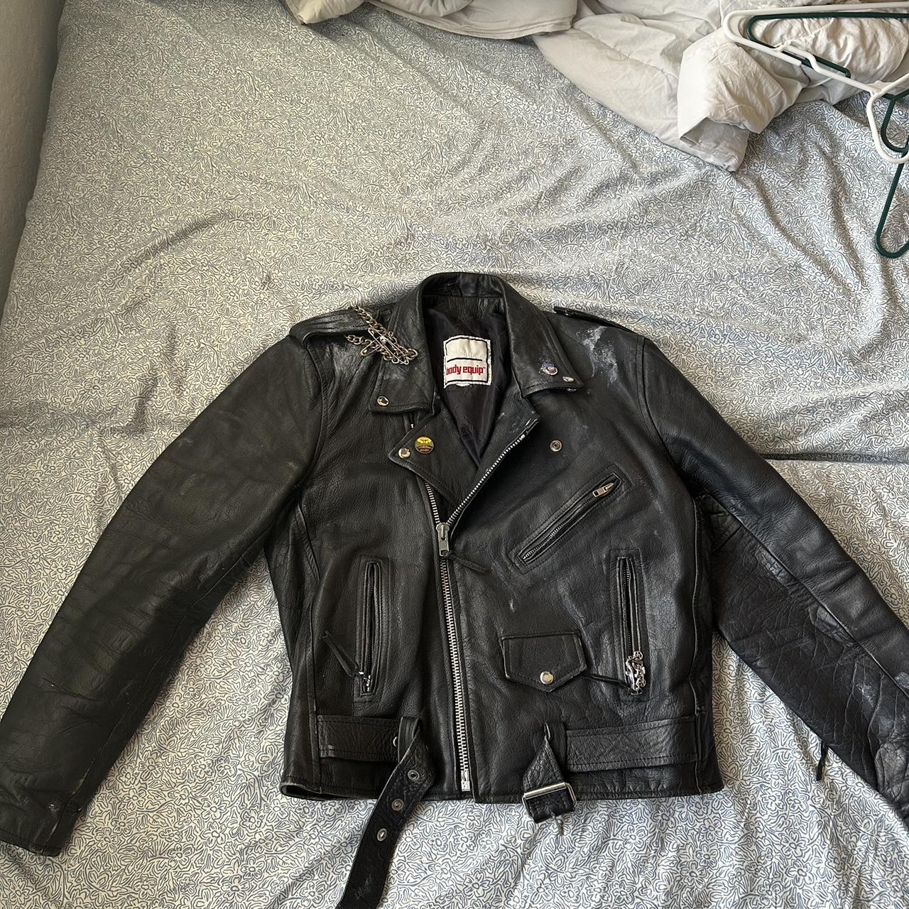 Leather punk, biker jacket love this thing just too... - Depop