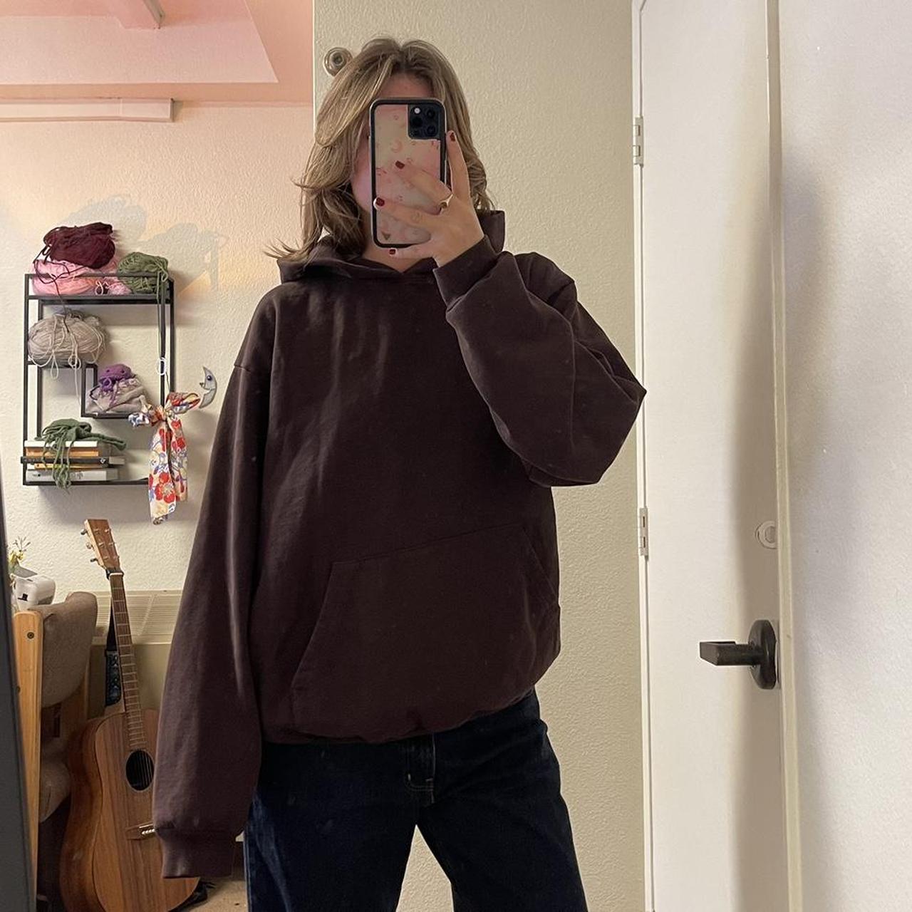 Dark brown oversized hoodie Brand - Los Angeles... - Depop