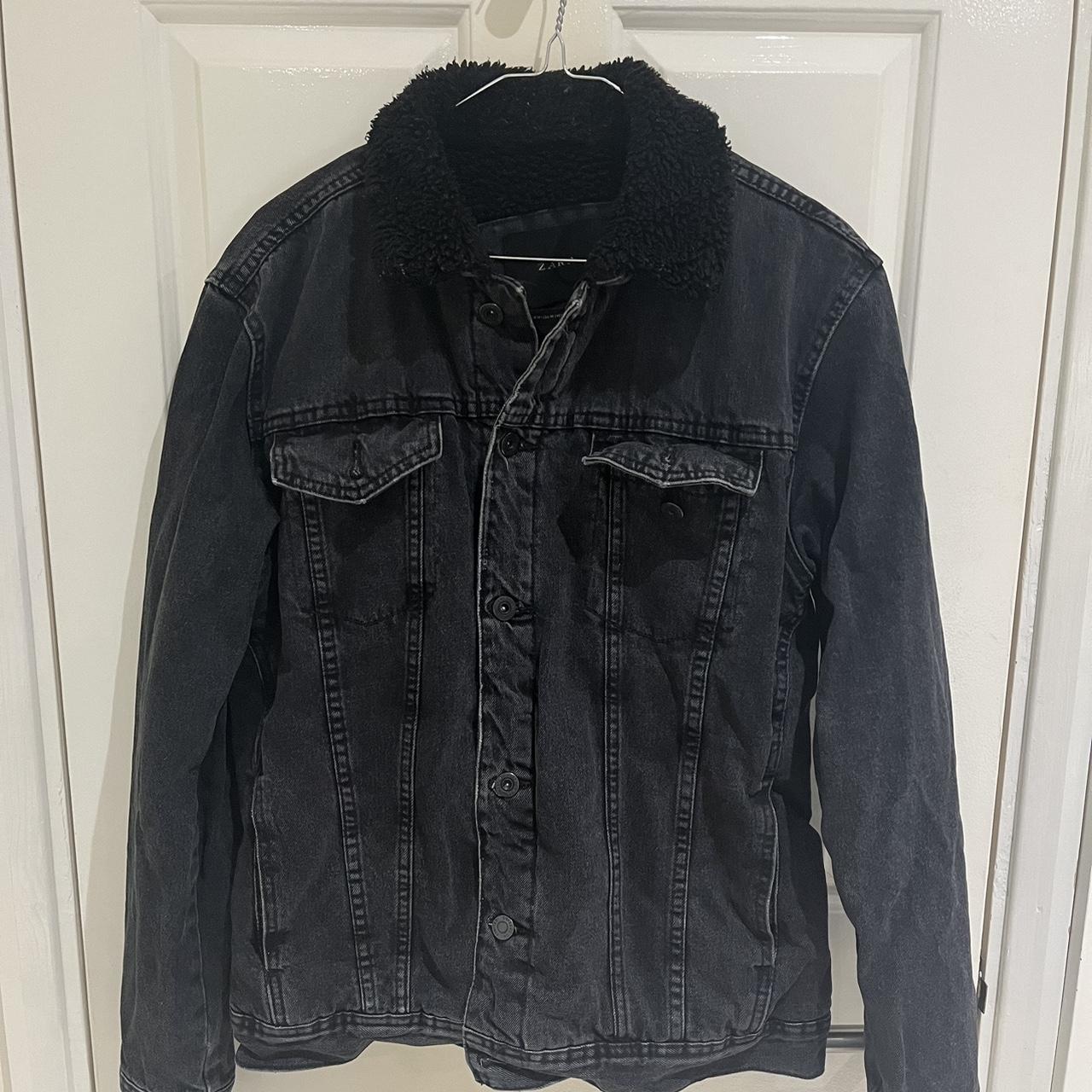 Zara Denim Sherpa Jacket - Depop