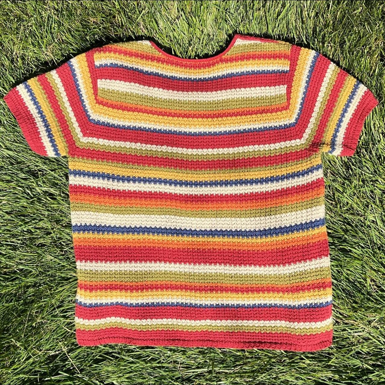 Vintage y2k 1990s hand made 2024 crochet rainbow stripes top