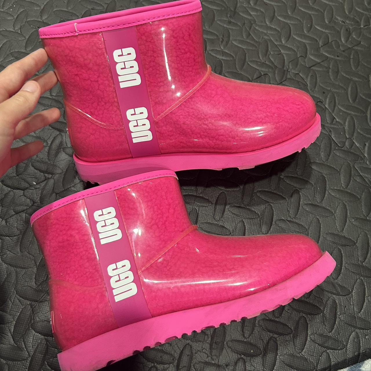 neon pink Ugg boots. waterproof material. super. Depop