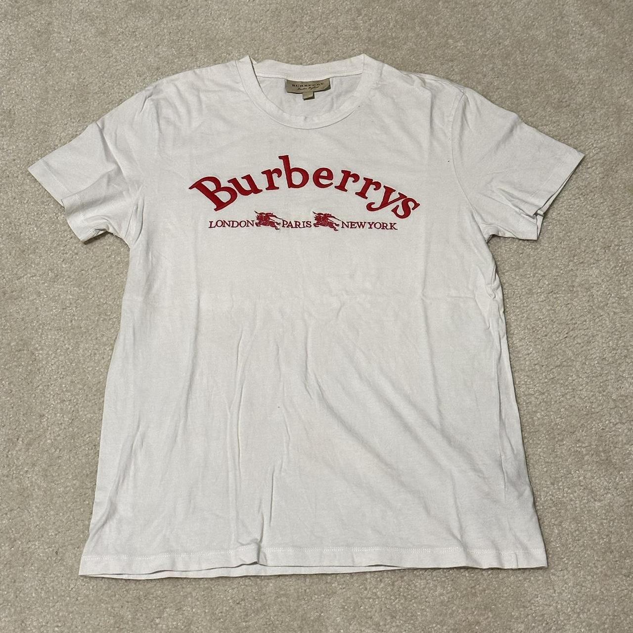 Dead stock Vintage embroidered Burberry T-shirt - Depop