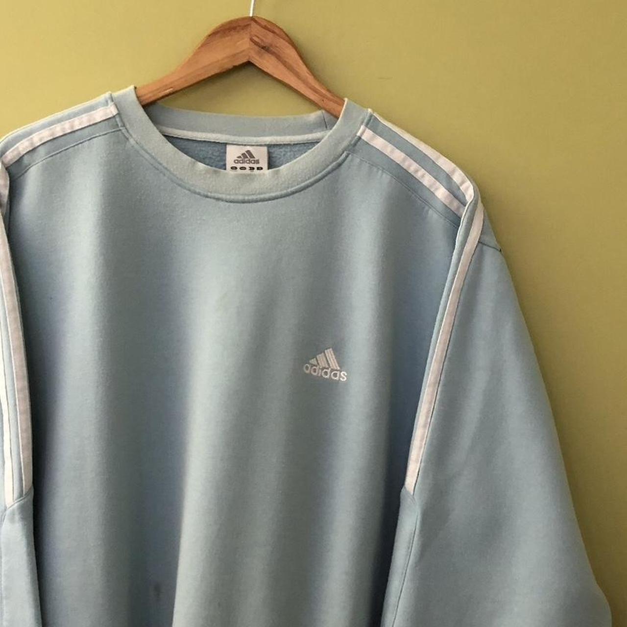 Adidas Men's Blue and White Sweatshirt | Depop