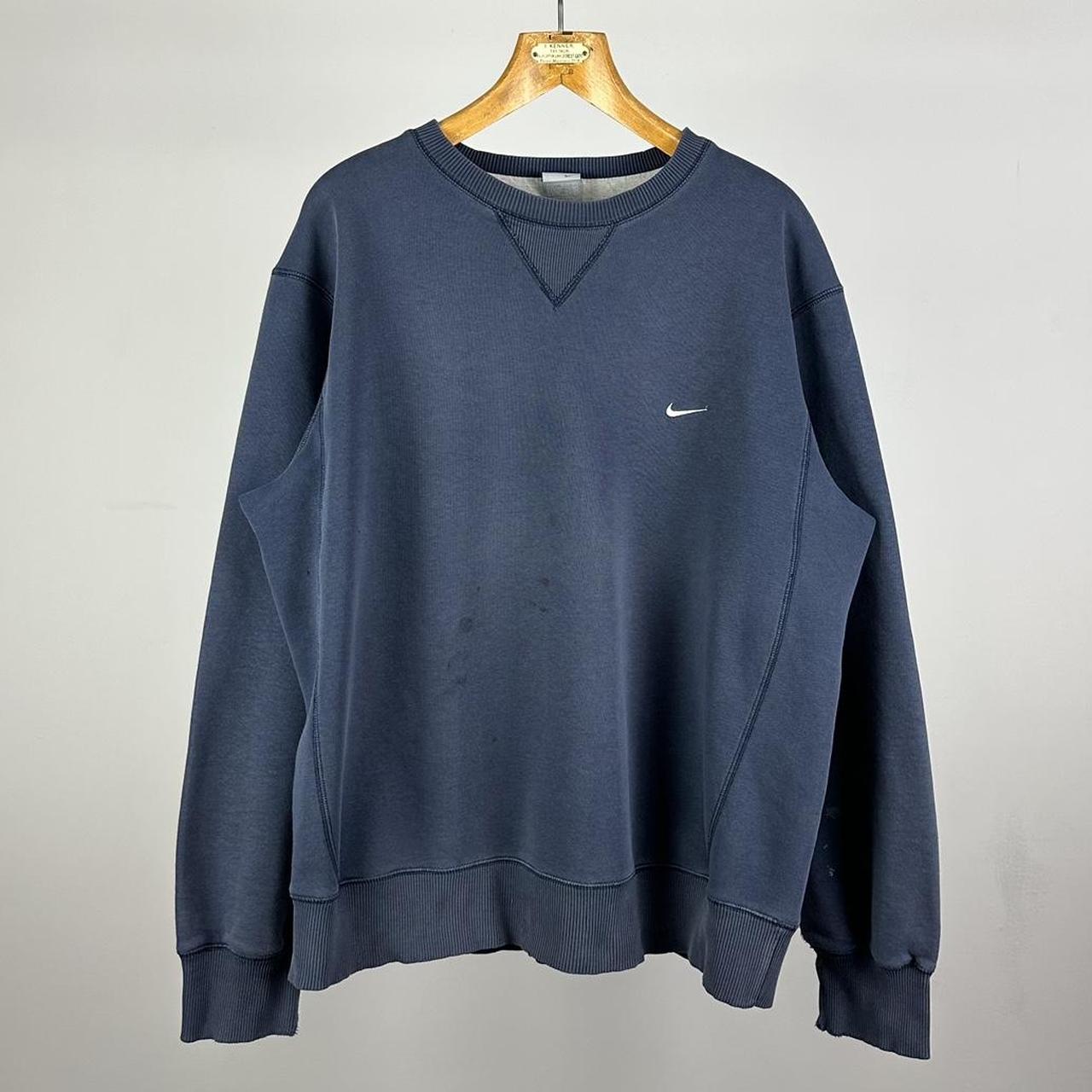 Vintage 2000's Nike Swoosh Sweatshirt, Navy,... - Depop