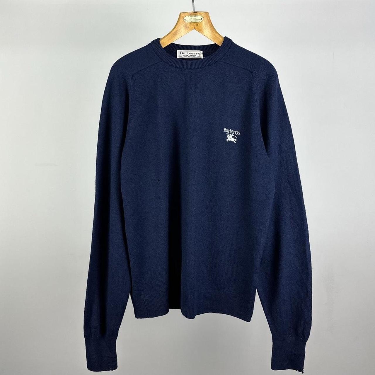 Burberry Men's Navy and White Jumper | Depop