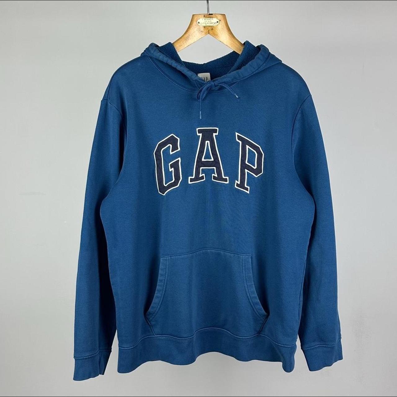 Vintage 2000s GAP Spell Out Hoodie, Blue,... - Depop