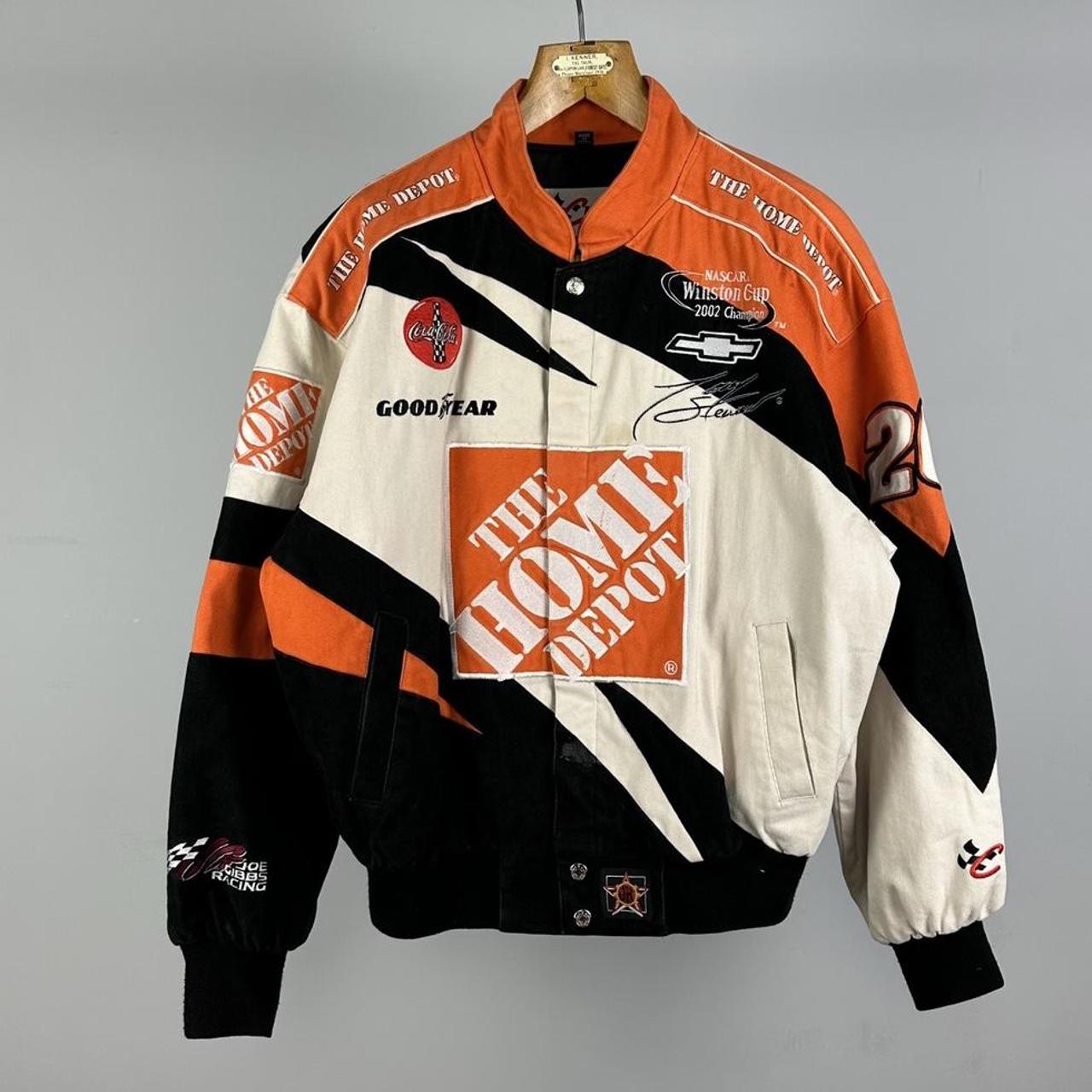 NASCAR Men's Cream and Orange Jacket | Depop