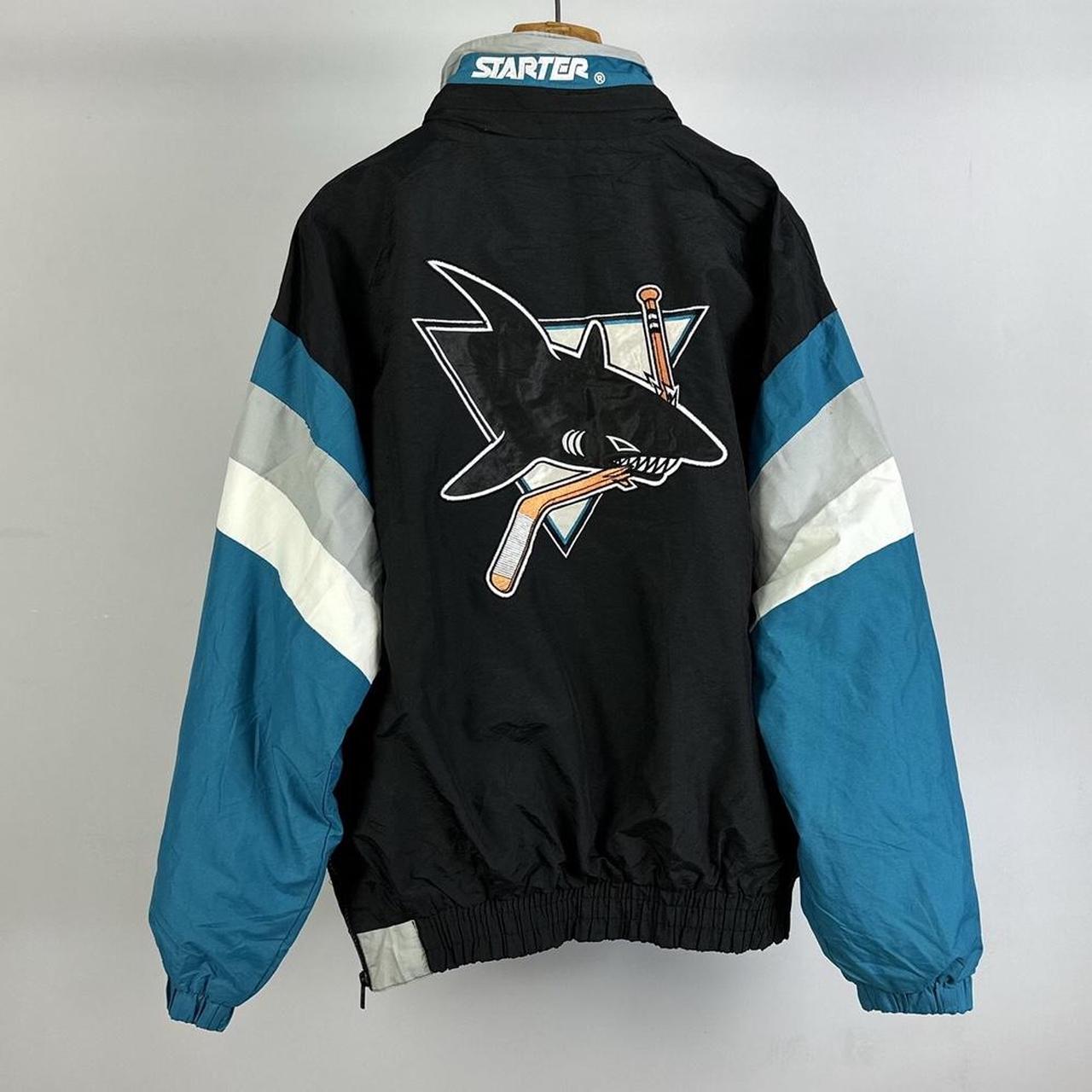 Vintage 90s San Jose Sharks Starter Bomber Jacket... - Depop