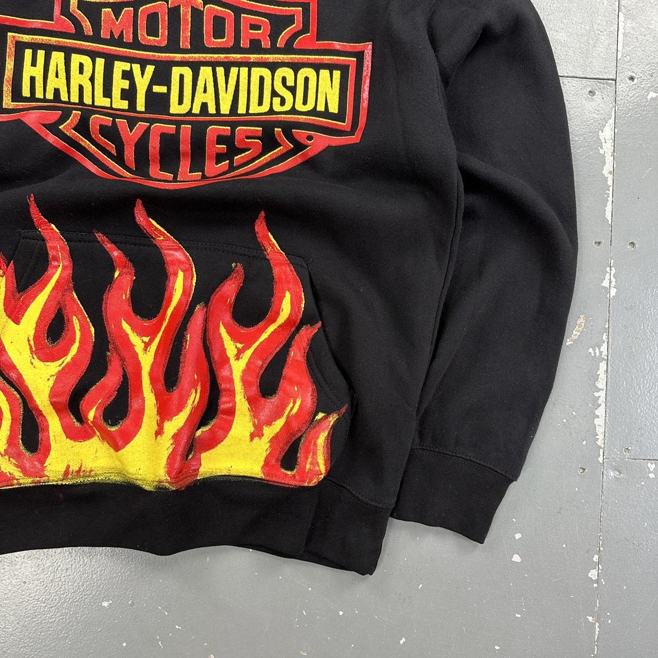2000s Harley Davidson Y2K Motorcycle Flame Ace Graphic Long