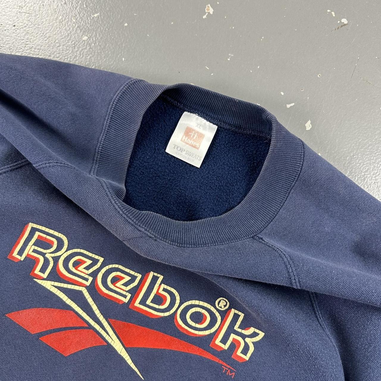 Vintage 90s Reebok Spell Out Logo Graphic Sweatshirt... - Depop