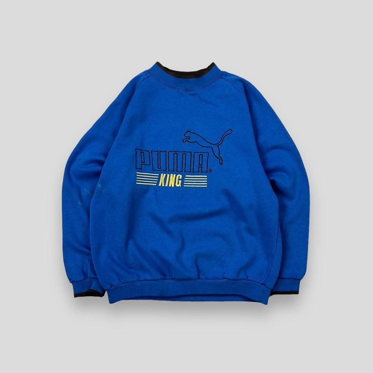 Vintage 80s Puma King Spell Out Sweatshirt Blue