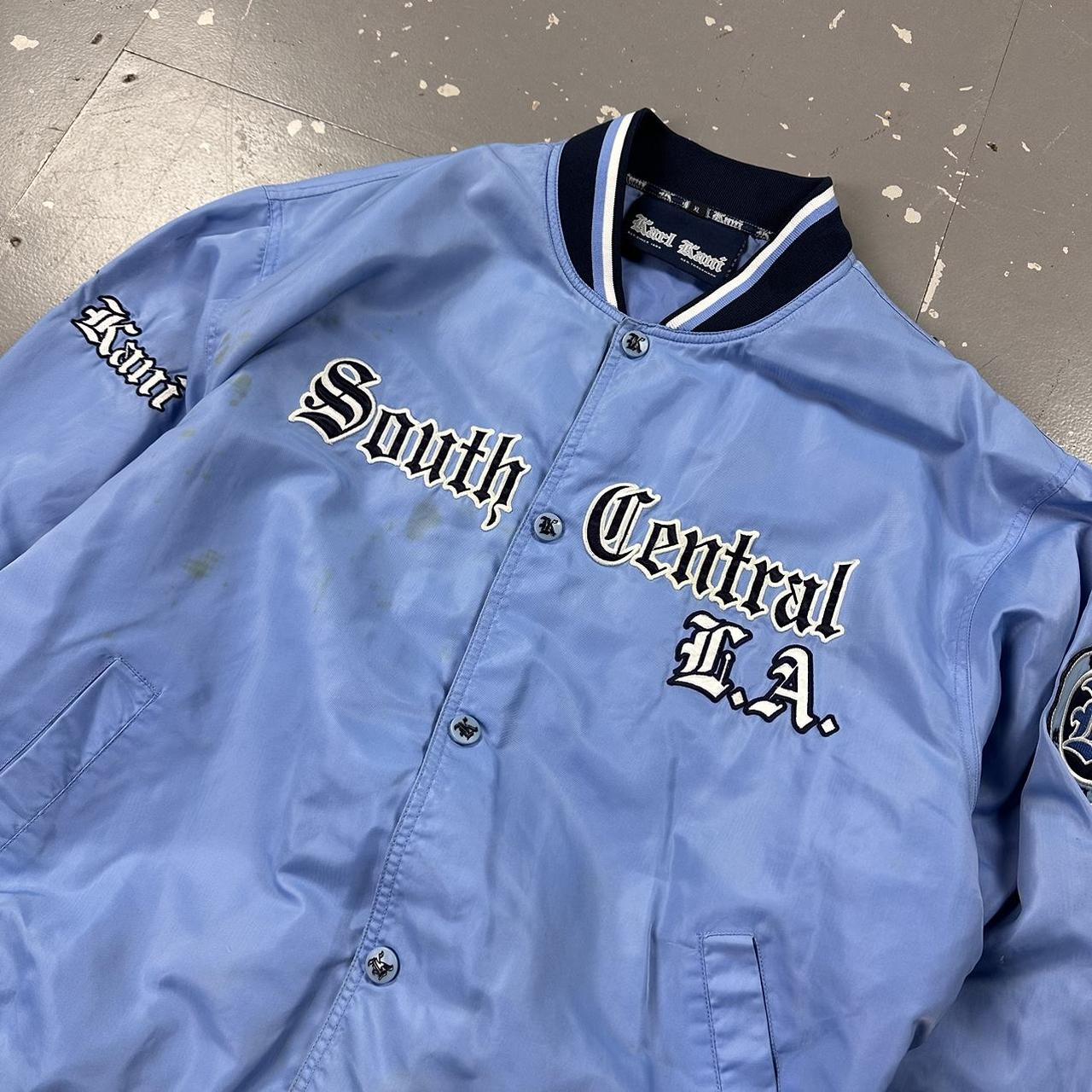 Vintage 90s Karl Kani Button Up Bomber Jacket Blue  | Depop