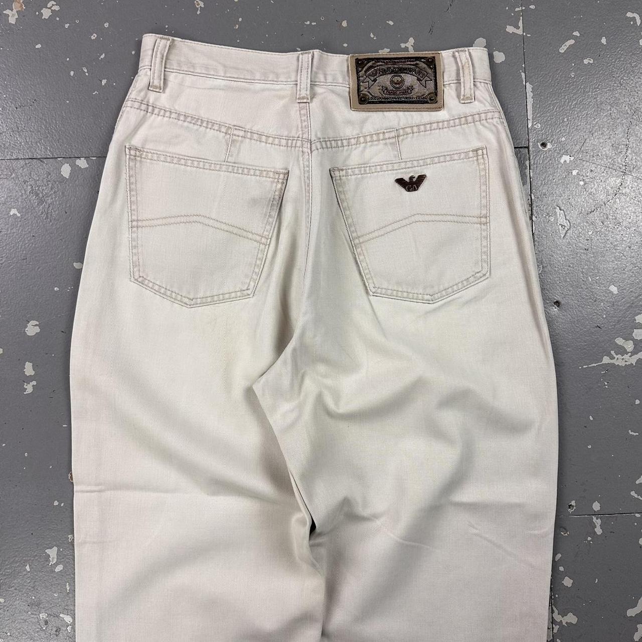 Vintage 90s Armani Jeans Baggy Cream Trousers Waist | Depop Vintage 90s Armani Jeans Baggy Cream Trousers Waist | Depop