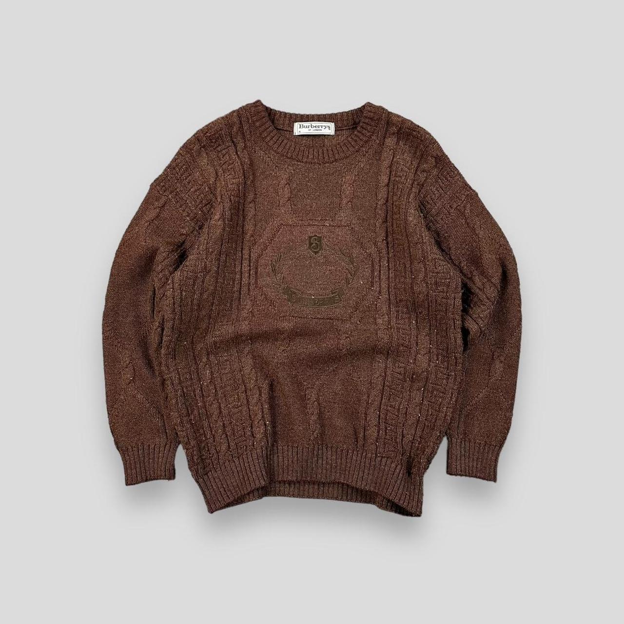 Vintage 80s Burberry Chunky Knit Jumper Brown | Depop