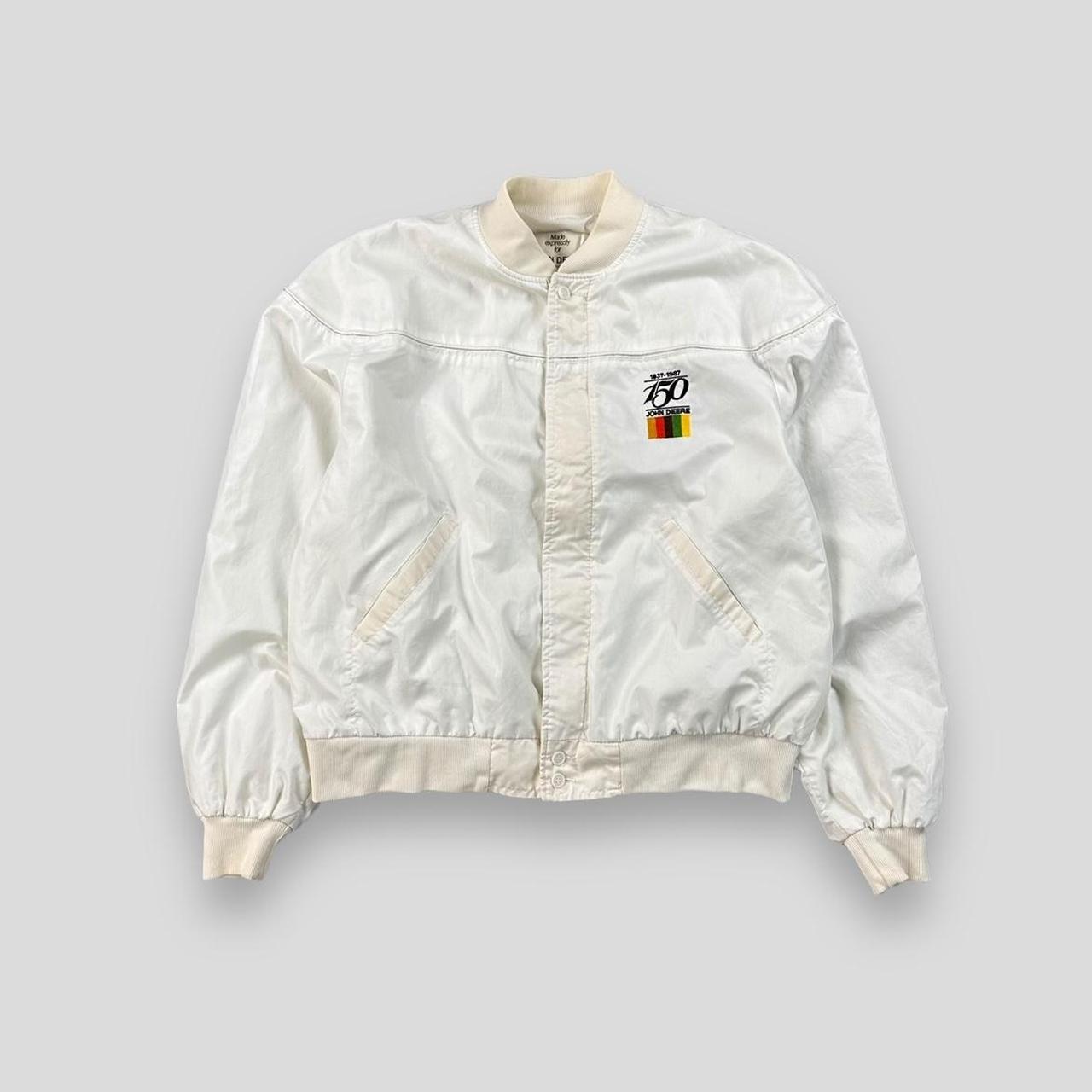 Vintage 80s John Deere Centenary Bomber Jacket White. Depop