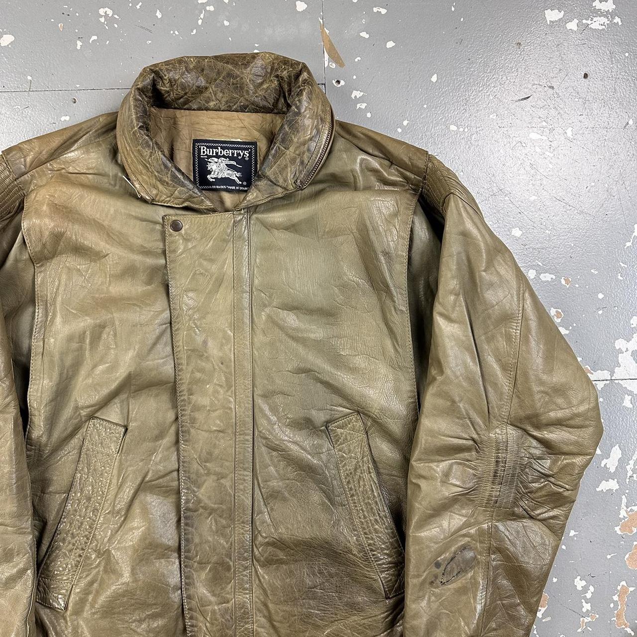 Vintage 80s Burberry Leather Bomber Jacket Bottle | Depop