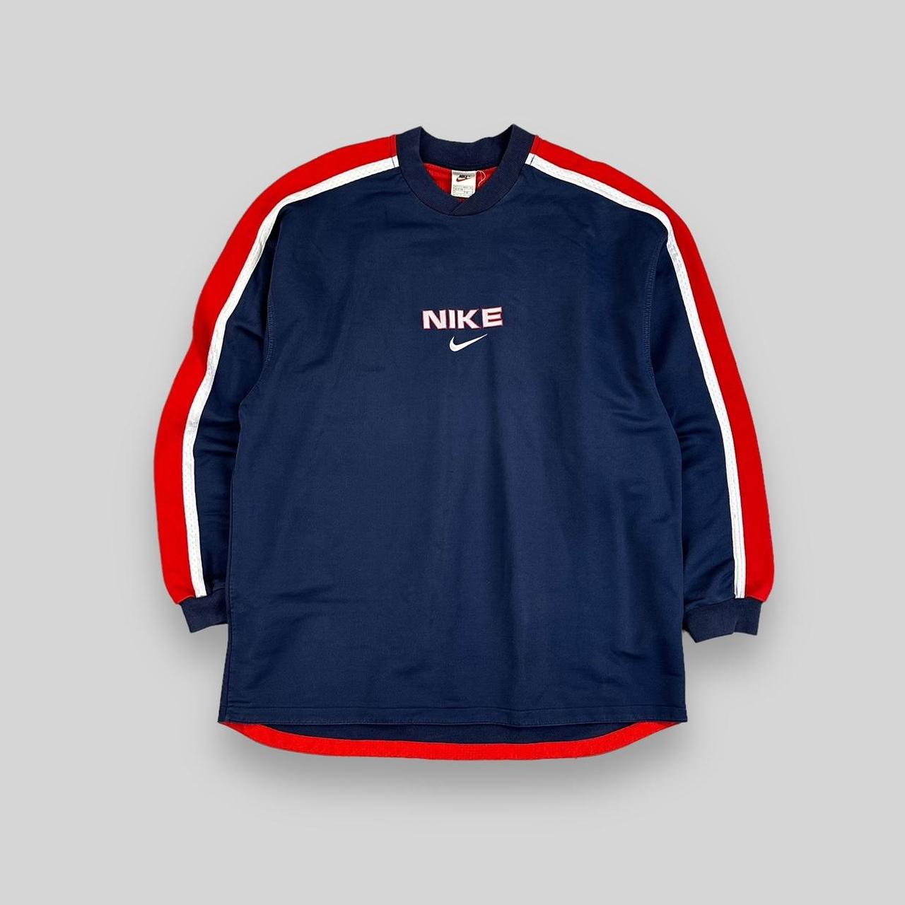 red and blue nike sweatshirt
