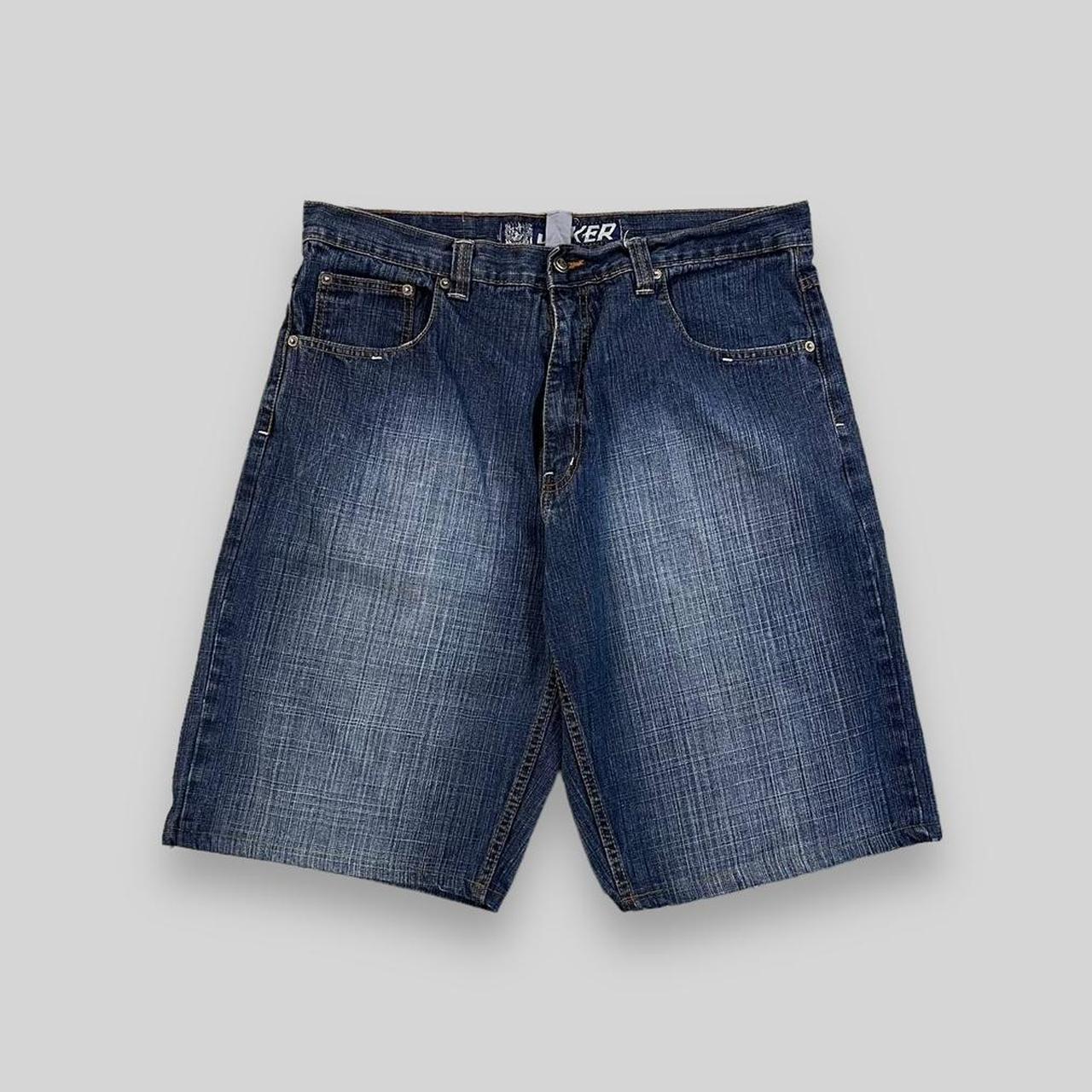 【DISCERNMENT】Pocket Joker Bermuda Denim Vintage 90s Joker Embroidered Baggy Skater Jorts | Depop