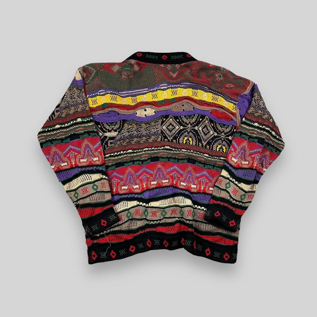Vintage 90s COOGI 3D Pattern Knit Cardigan Purple | Depop