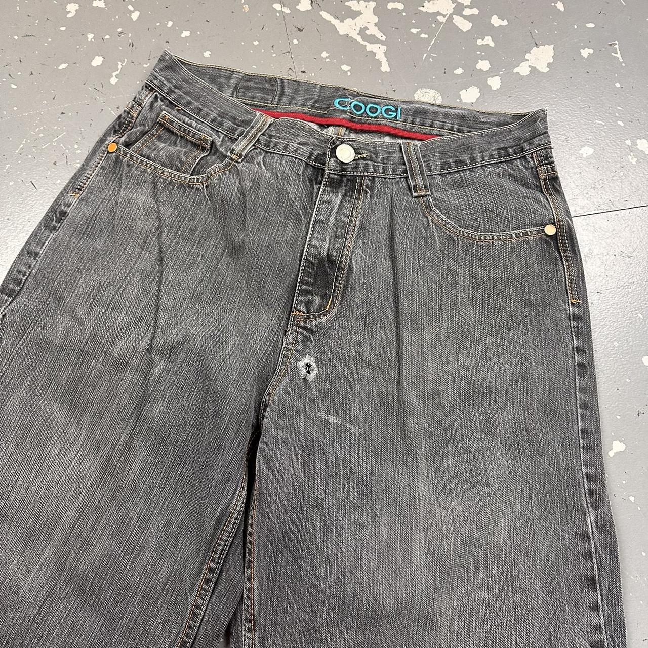 Vintage 90s COOGI Embroidered Baggy Denim Jorts Grey | Depop