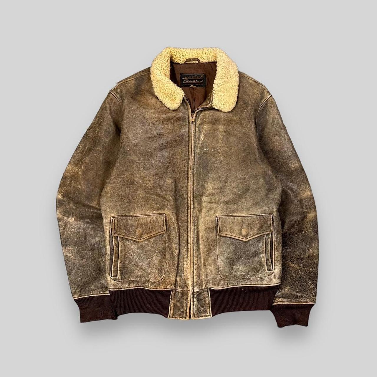 Eddie bauer leather retailer bomber jacket