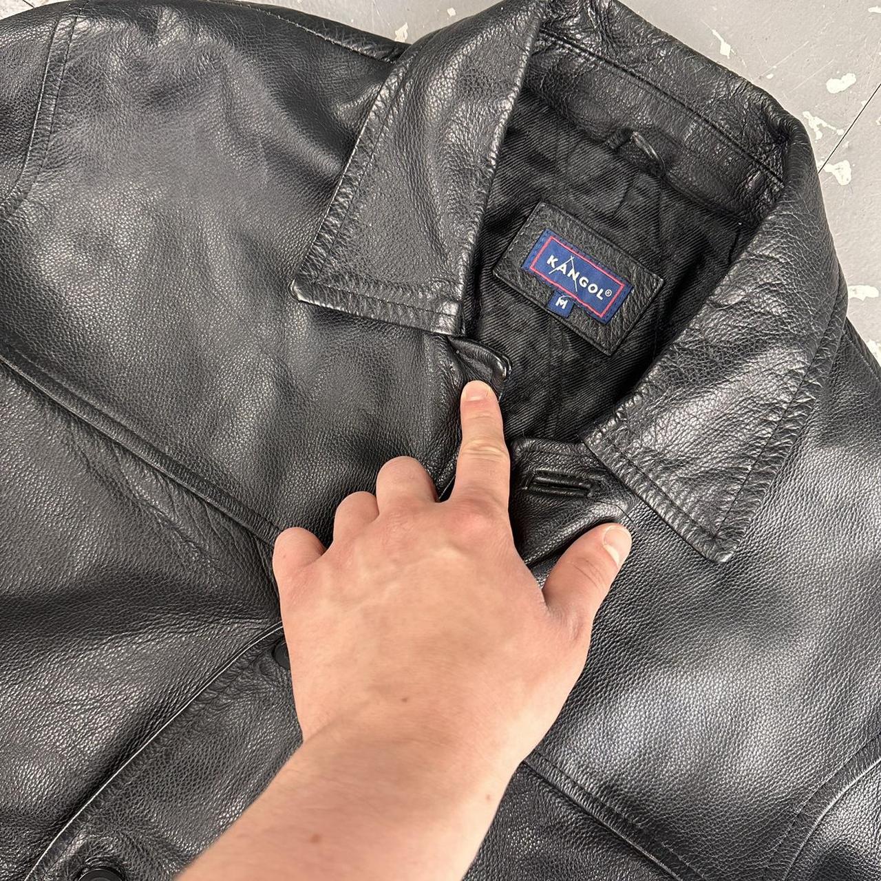 Vintage 90s Kangol Mid Length Leather Trench