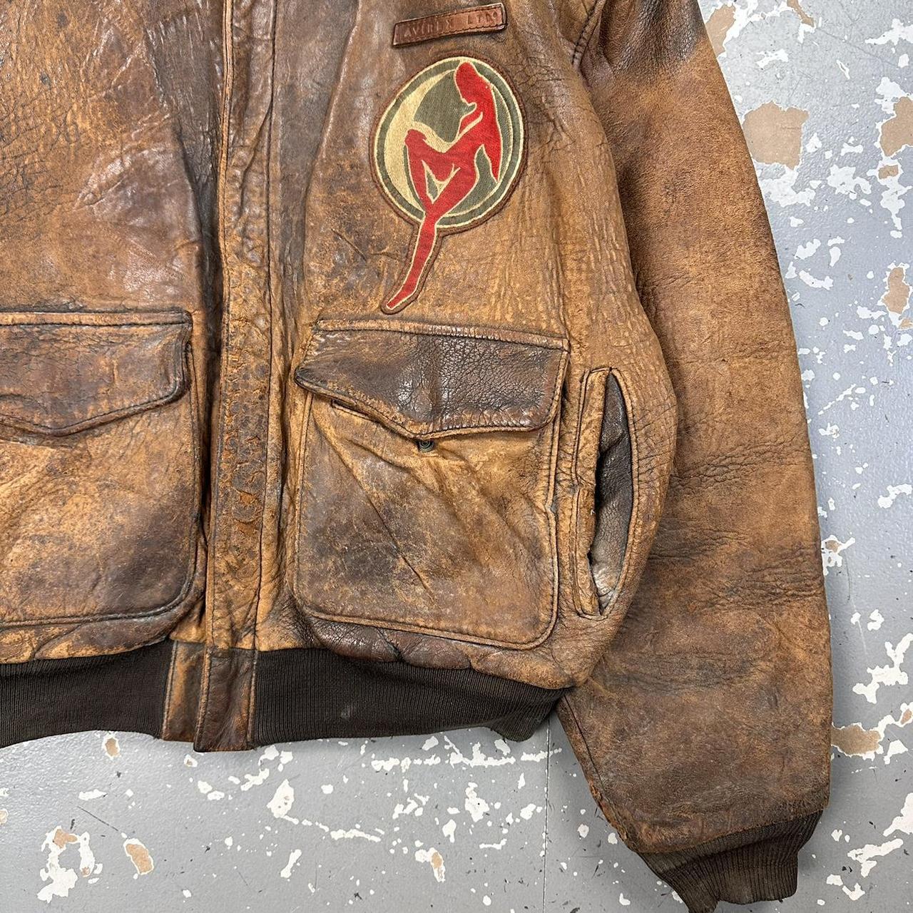 I*m様 80s avirex A-2 real leather bomber Vintage 80s Avirex Chinese Air Force Leather Bomber | Depop