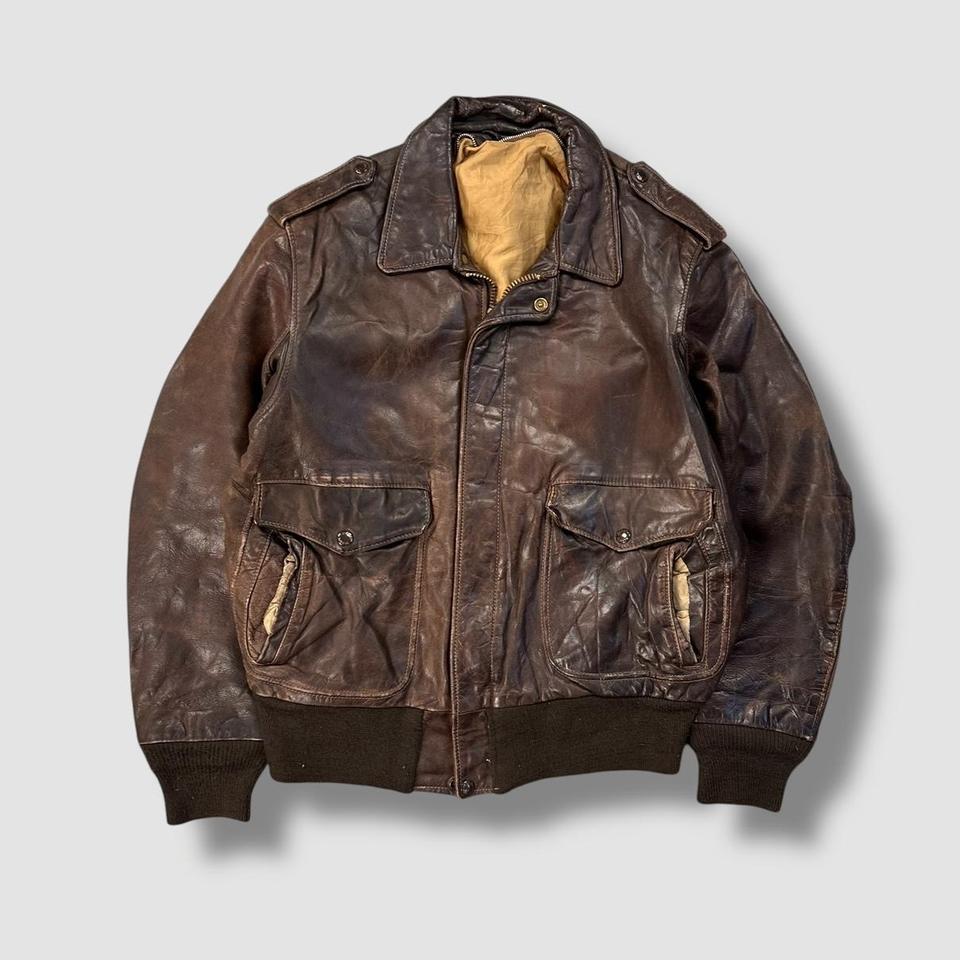 Vintage 80s/90s Schott Boxy Leather Bomber Jacket | Depop