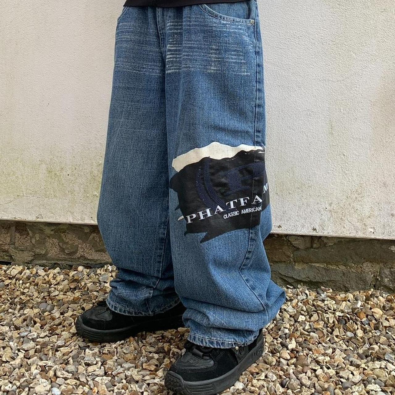 パンツ PHAT FARM suede baggy denim pants y2k Vintage Phat Farm Jeans Men's 36x32 Blue Denim Baggy
