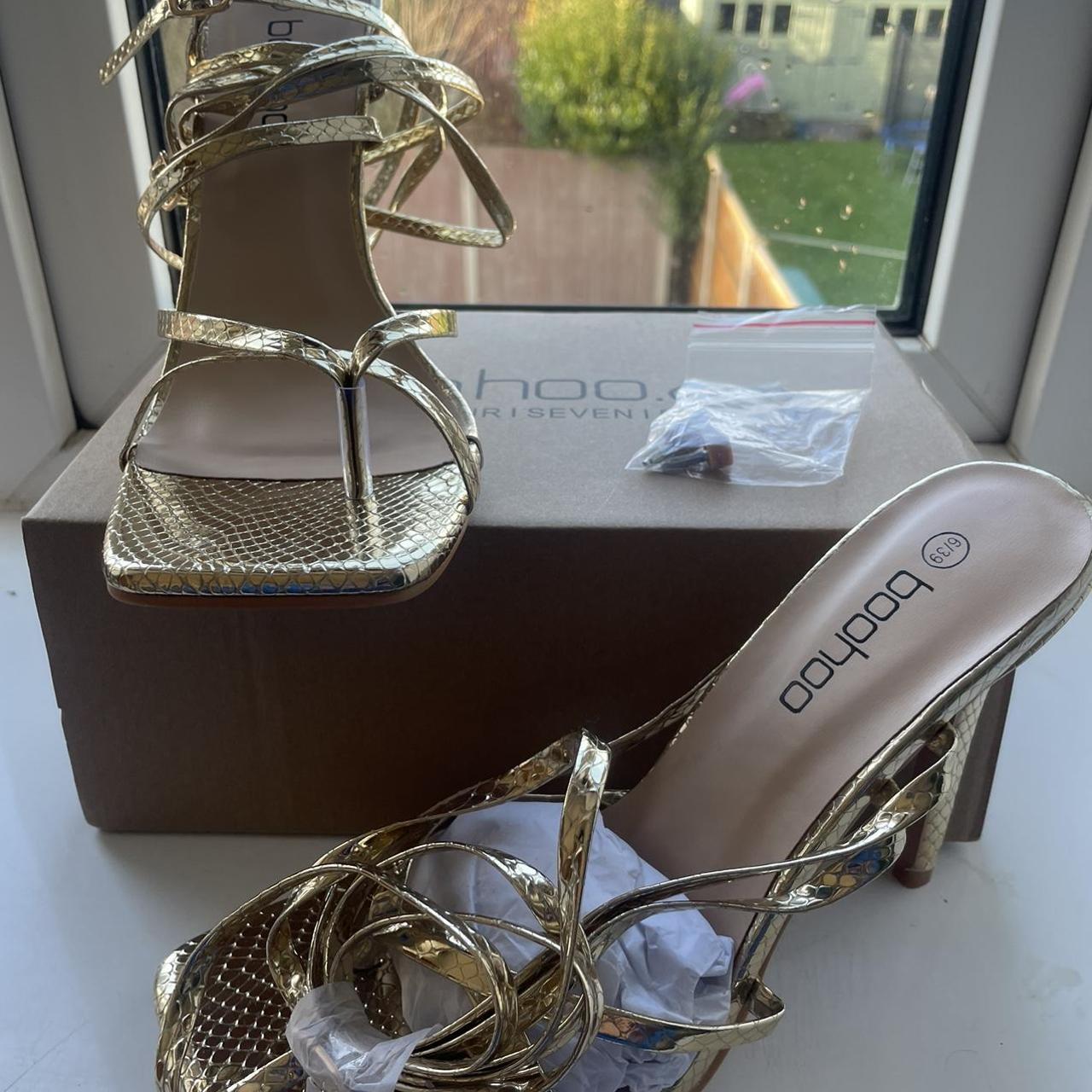 strappy heels gold