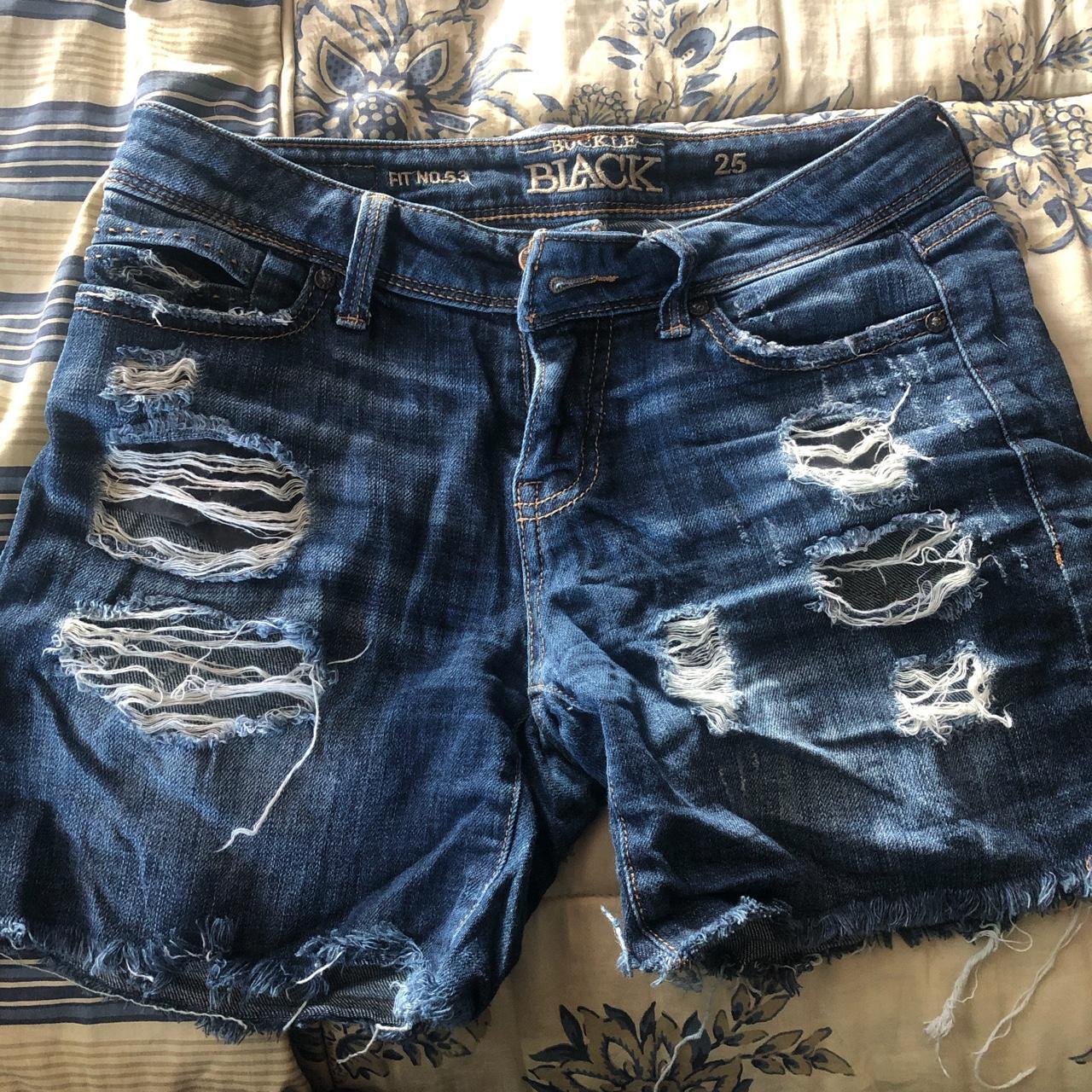 Buckle Black Women's Blue and Navy Shorts (3)