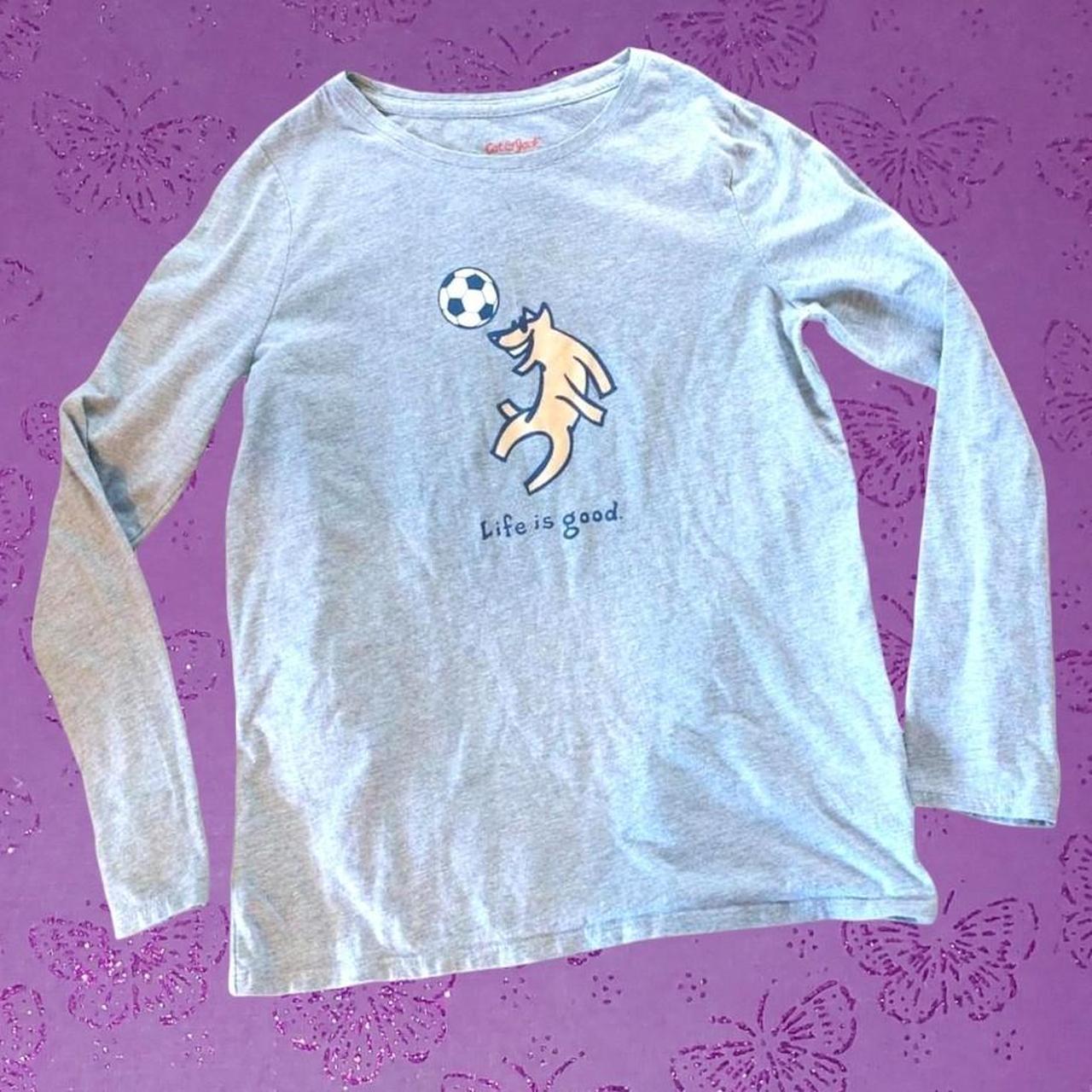 Cat & Jack Women's Grey and Tan Tshirt Depop