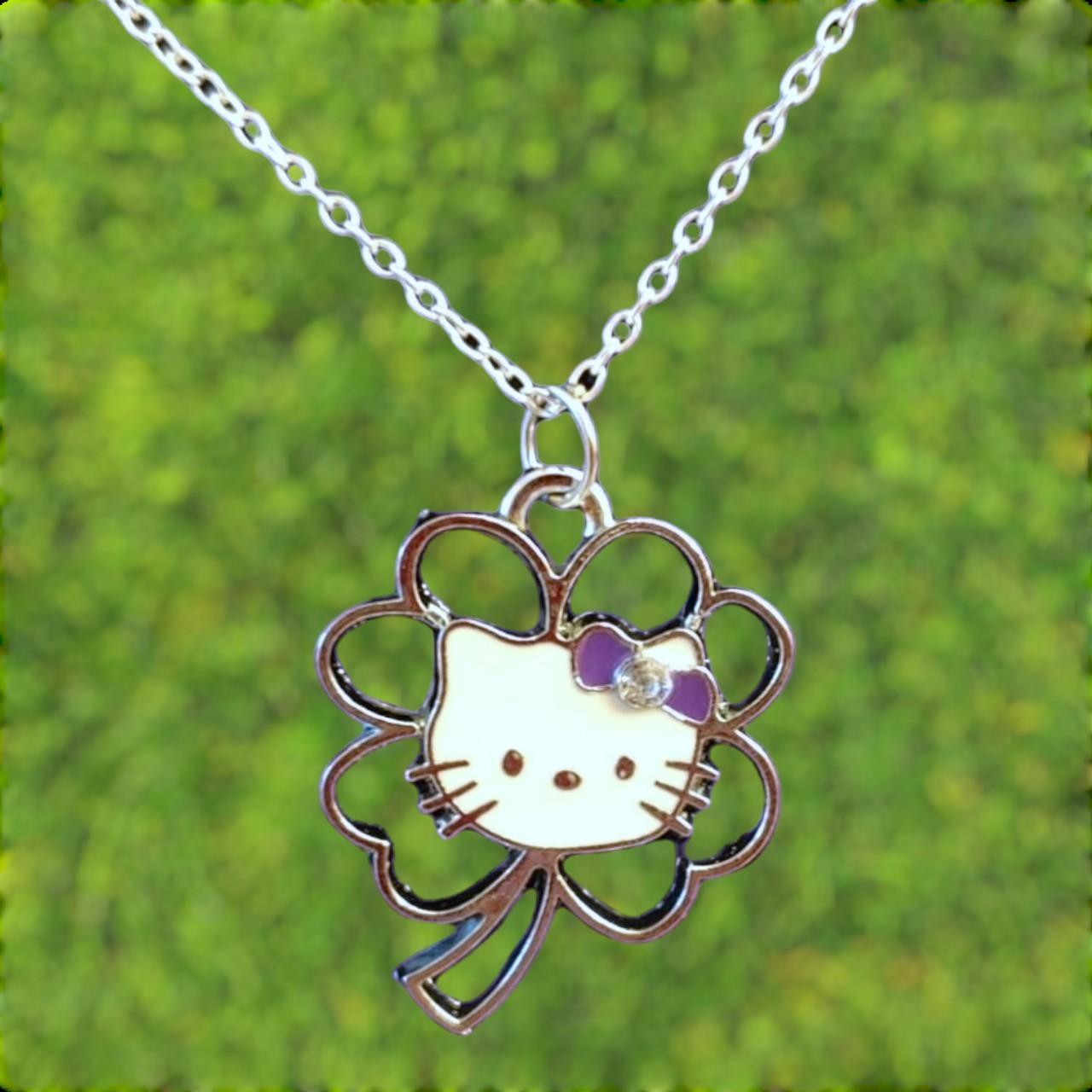 HELLO KITTY CLOVER NECKLACE , ☠︎, ☠︎ This is a handmade...