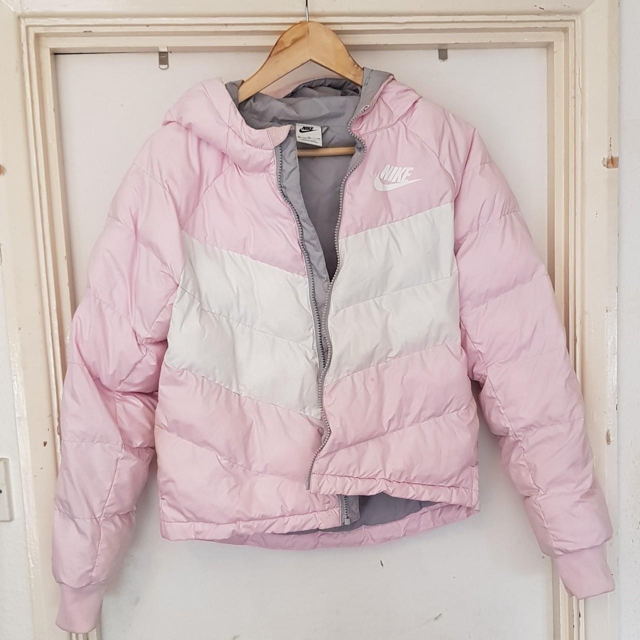 pink and white nike coat