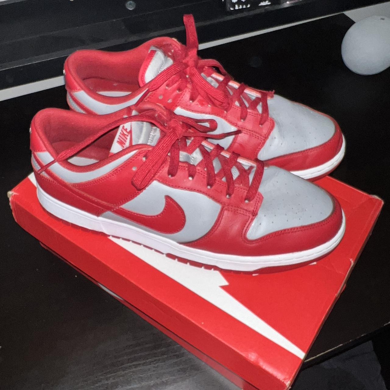 nike-men-s-red-and-grey-trainers-depop