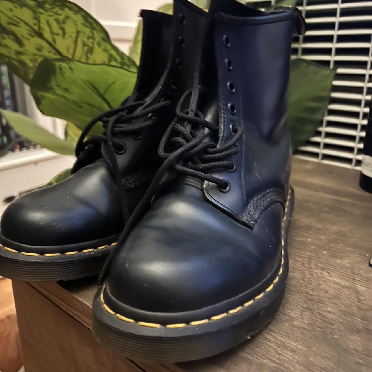 Navy blue doc marten leather boots Good condition... - Depop