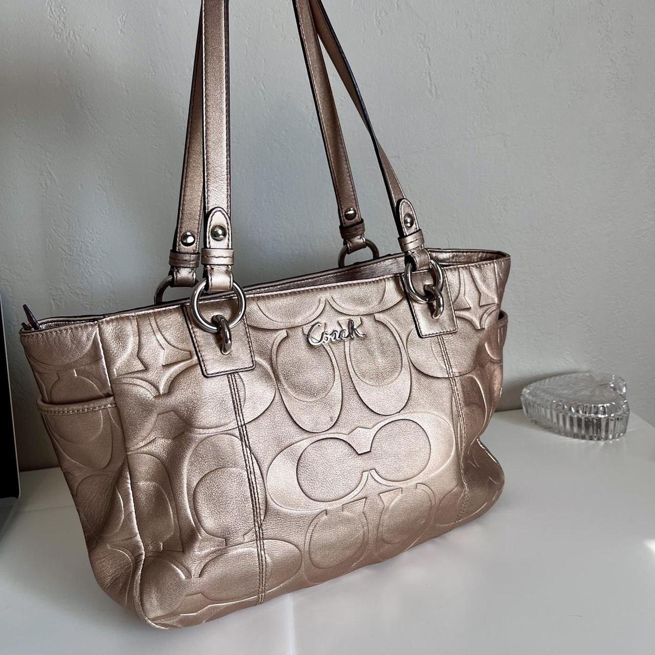 Authentic gold metallic Coach tote has flaws Depop