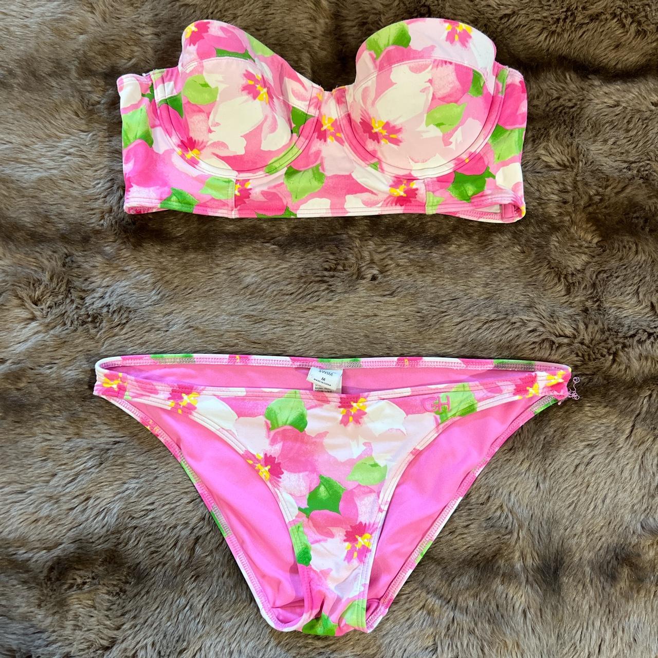 Gilly Hicks Women's Pink and Green Bikinis-and-tankini-sets | Depop