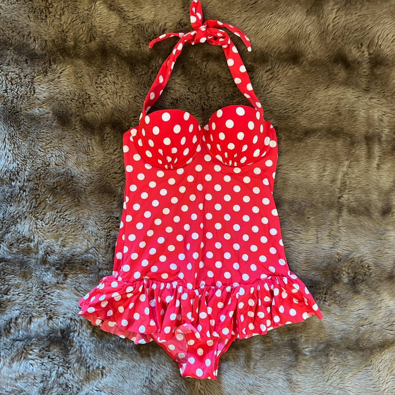 La Senza Women's Red and White Swimsuit-one-piece | Depop