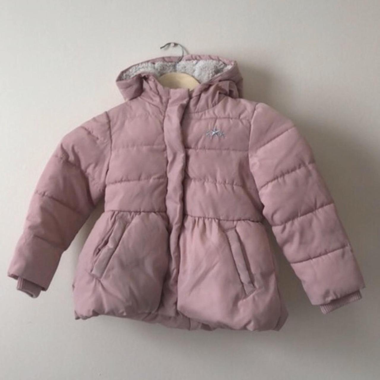 Primark baby pink puffer jacket with hood size 3-4... - Depop