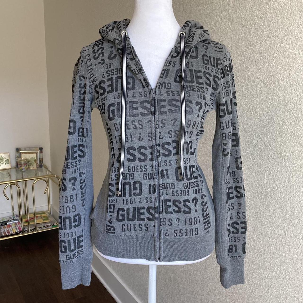 Guess Women's Black and Grey Hoodie
