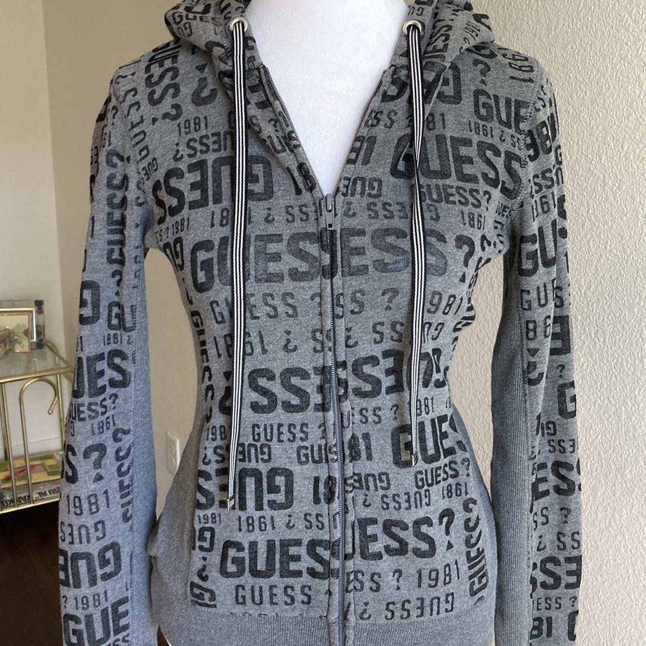 Guess Women's Black and Grey Hoodie (2)