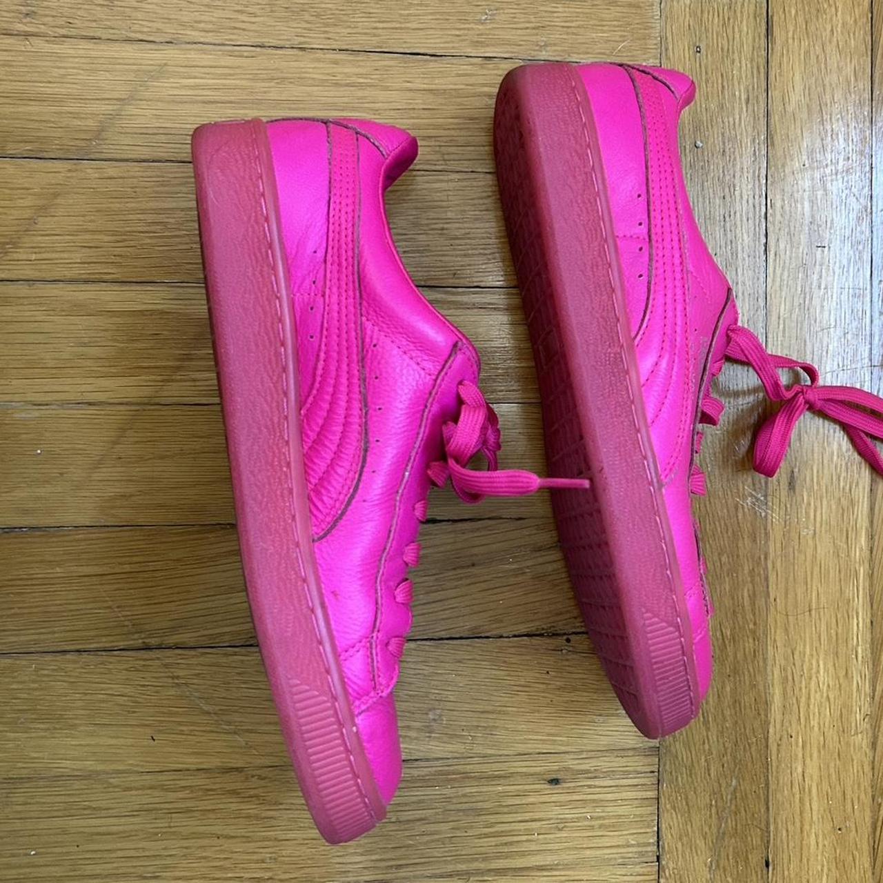 Neon pink puma sneakers Hot pink sneakers by Puma Depop