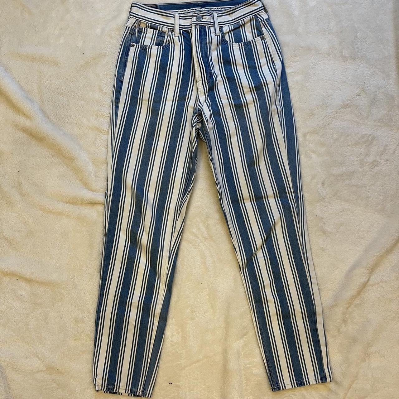 American Eagle, blue and white striped pants! Size... - Depop