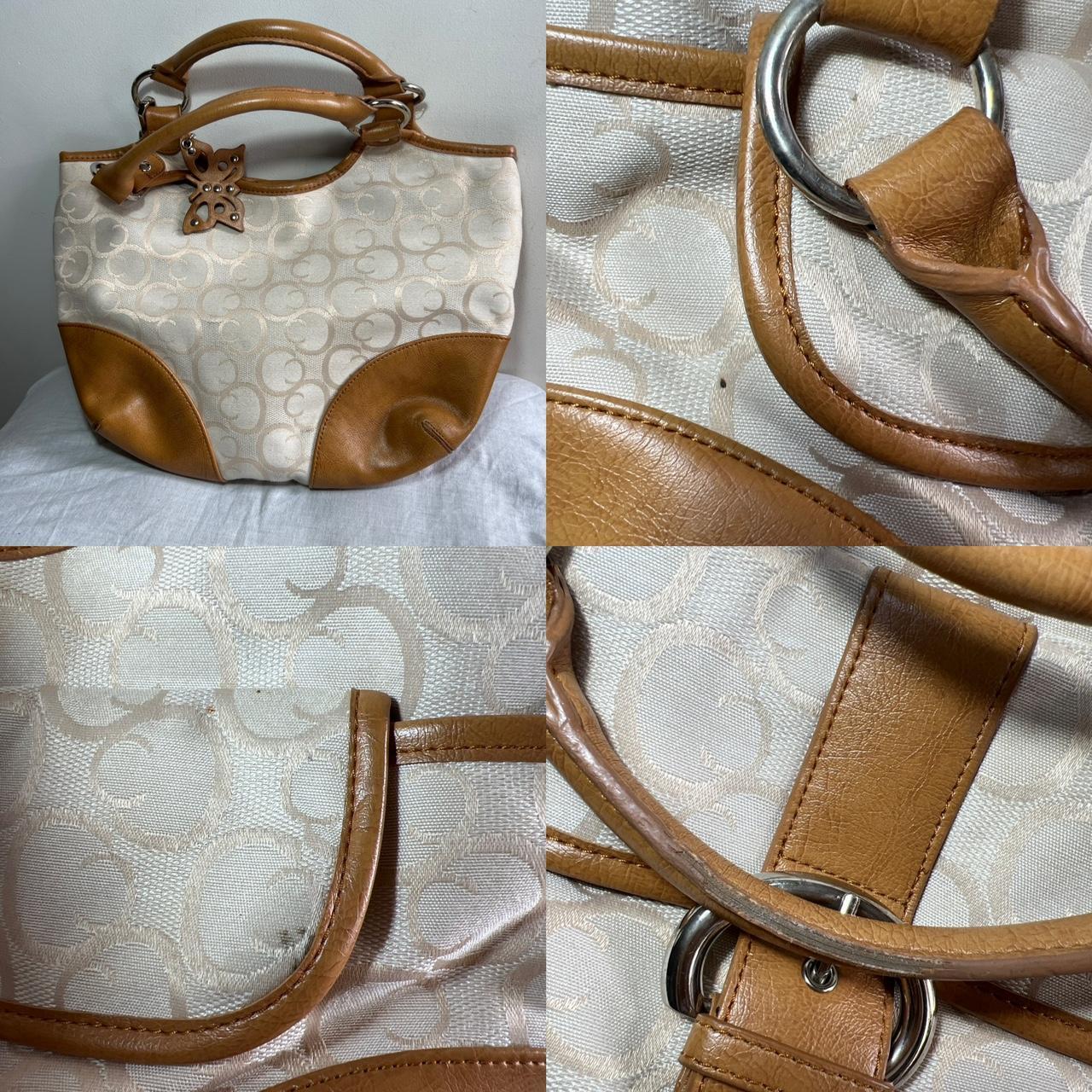 Lovely Debenhams cream patterned fabric bag with